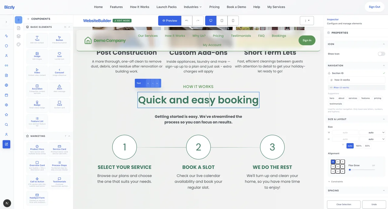 Drag-and-drop page builder main editor