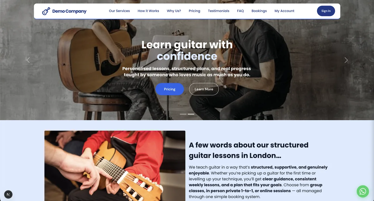 Music Lessons demo screenshot