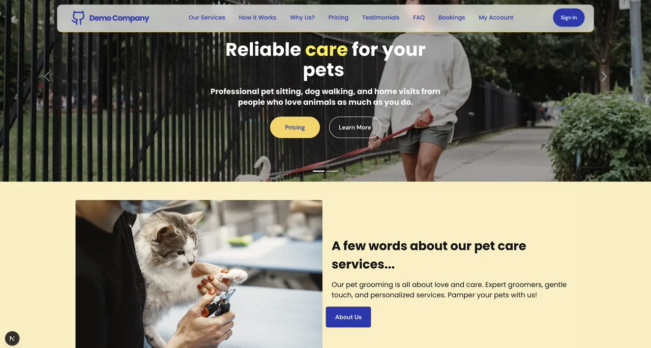 Pet Care demo screenshot
